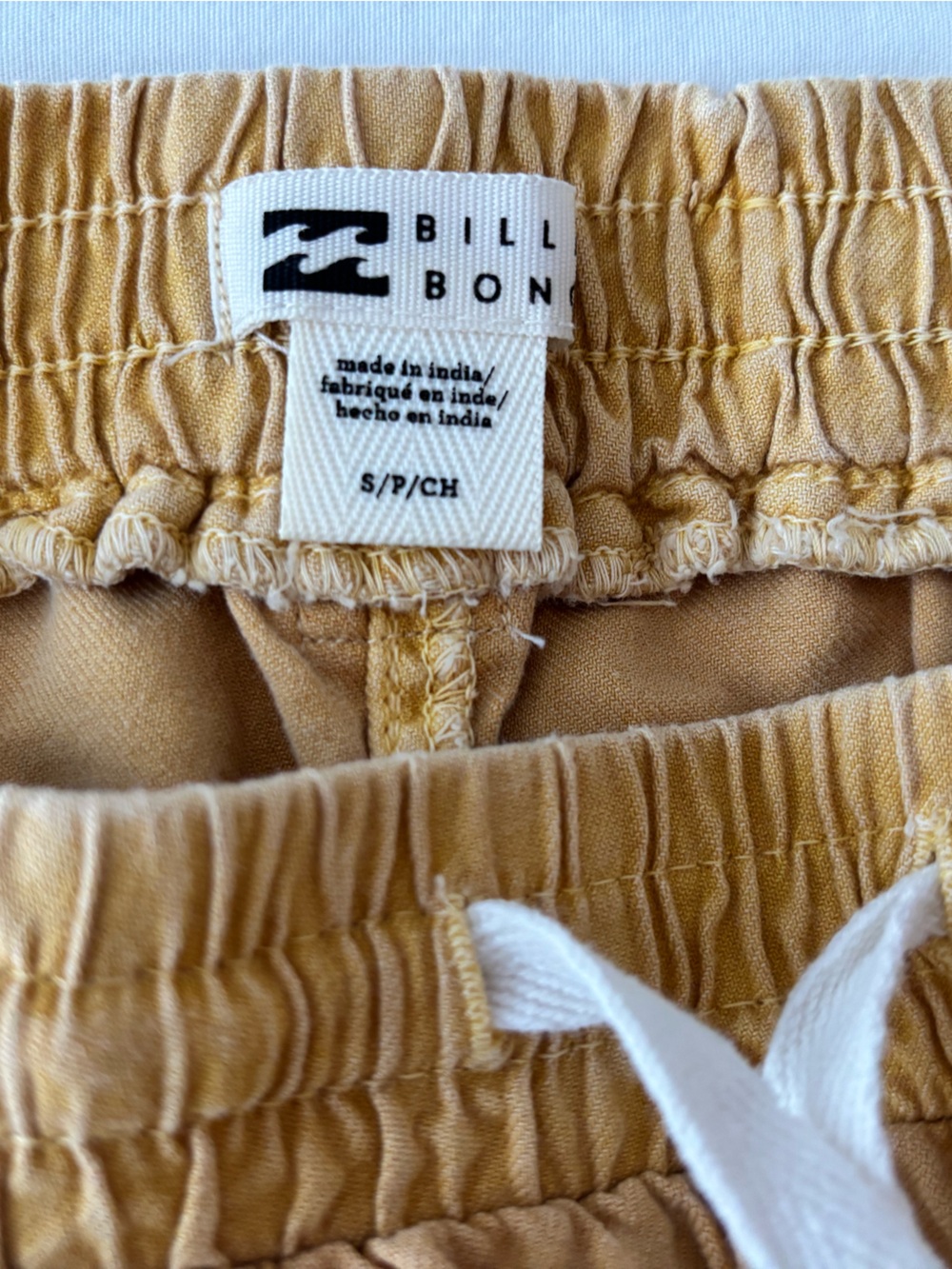 Billabong Mustard Yellow Drawstring Kids Shorts - Picture 3 of 3